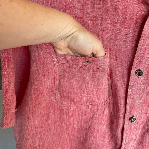 PAOLETTI 100% Linen Shirt Short Sleeve Button Down Pink Men's Size XXL - Picture 3 of 14
